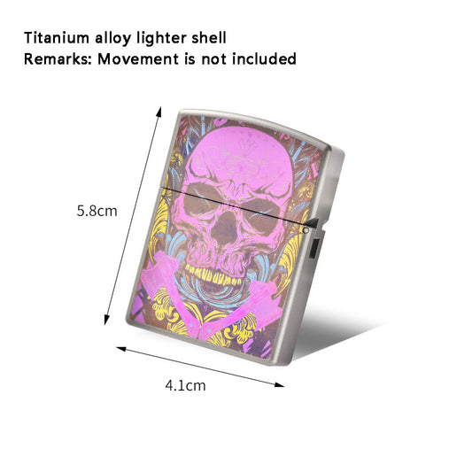 Pink Skull Pattern Titanium Alloy Lighter Shell Creative Exquisite EDC Outdoor Tools
