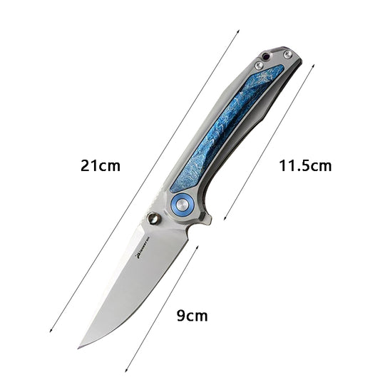 Titanium Lightning Pattern Handle Folding Knife D2 Steel Blade
