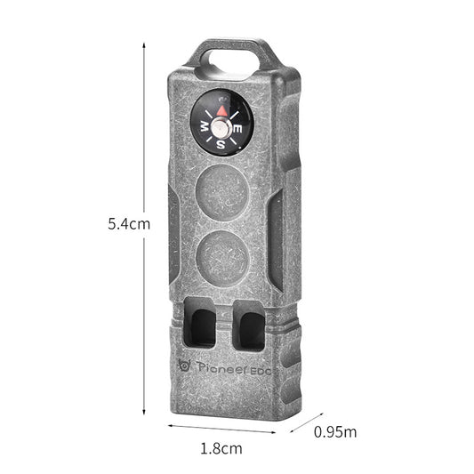 Outdoor Titanium Compass Survival Double Tube Burst Whistle