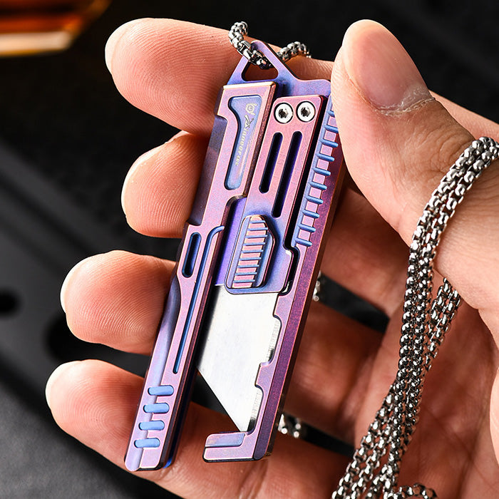 Titanium Alloy Multifunctional Utility Knife, Replaceable Blade, Unpacking & Rope Cutting (Blue-Purple)