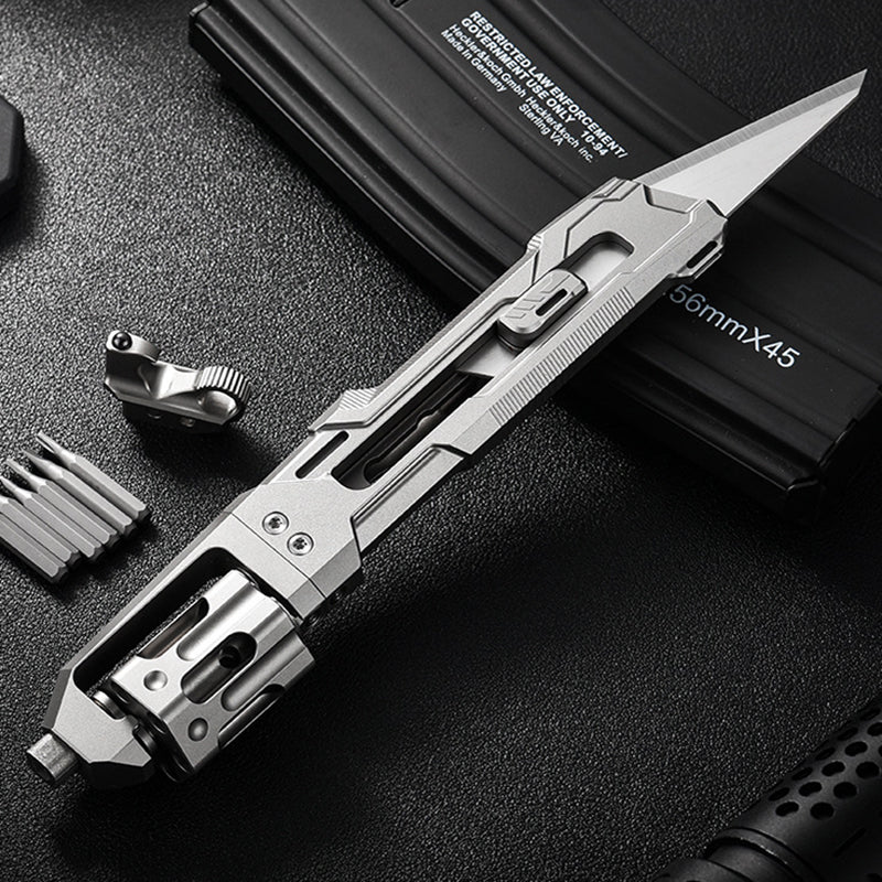 Titanium Alloy Portable EDC Utility Knife - Multifunctional Tool With Decompression Gyro & Multi-Spec Screwdriver