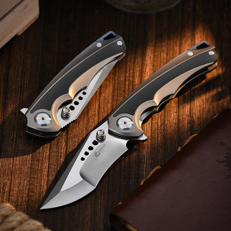 Elmax Titanium Alloy Folding Knife Zirconium Alloy Patch Outdoor Camping Portable Tool