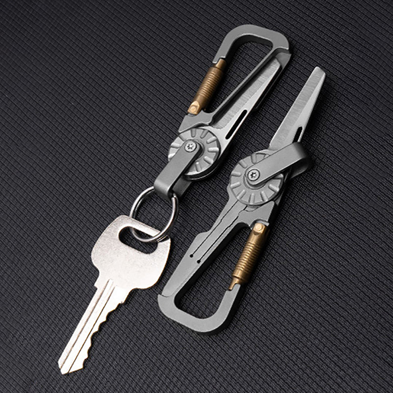 Titanium Alloy Keychain Men's Car Keychain Pendant with Knife Portable EDC Tool