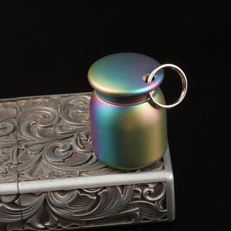 Color Titanium Alloy Waterproof Warehouse Keychain Pendant, Travel Sub-Packing Medicine Box