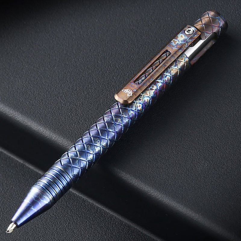 Color Titanium Alloy Anti‑Slip Tactical Pen, Portable EDC Pen With Secure Pocket Clip