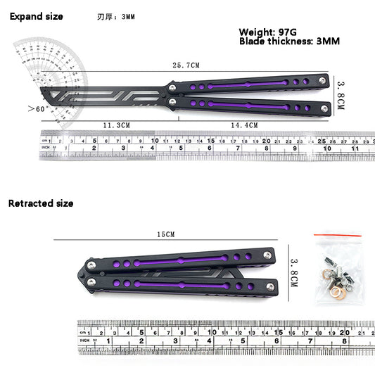 Squid Nautilus V2 Aluminum Handle Butterfly Practice Knife Black Purple For CSGO Training