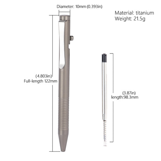 Titanium Bolt Action Pen Writing Pen with G2 black ink Refill ZSB010 Gray