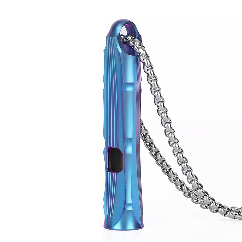 Emergency Whistle Titanium Whistle,EDC Safety Whistles Necklace (Blue)