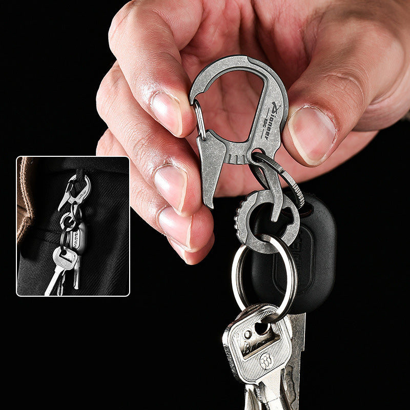 Titanium alloy multifunctional keychain, EDC pendant, with bottle opener