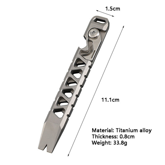 Multifunctional TC4 Titanium Alloy Crowbar Portable EDC Tool Outdoor Emergency Tool Bottle Opener Rope Cutter