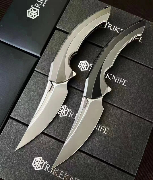 Rike Knife New Lamella Folding knife M390 Pocket Knife Titanium Knife Black DLC