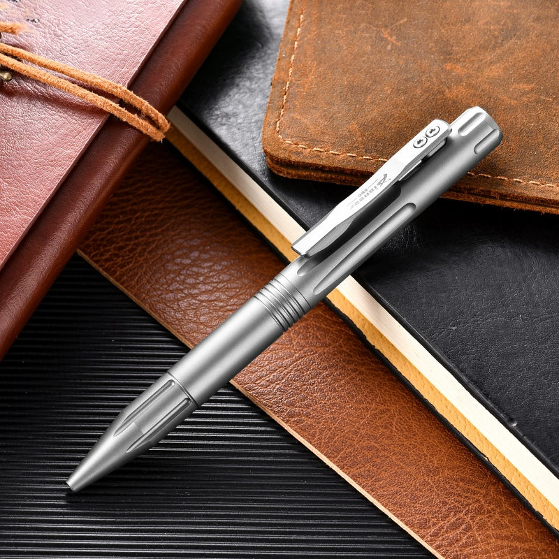 Sandblasted Titanium Alloy Ballpoint Pen - Durable Business Metal Writing Pen for Outdoor & EDC Use