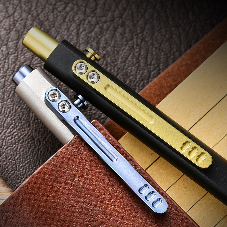 Titanium alloy ballpoint pen, push-type switch, portable stationery