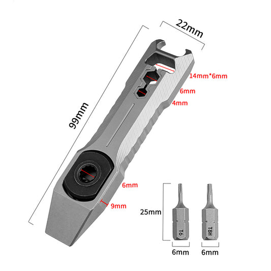 Titanium Alloy Crowbar Ratchet Screwdriver Multifunctional EDC Tool Bottle Opener