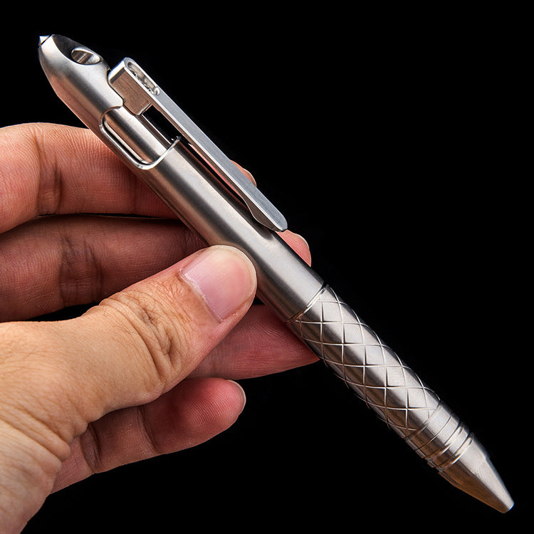 Tactical Pen Titanium alloy Pen bolt Pen Writing Pen T15(Silver)