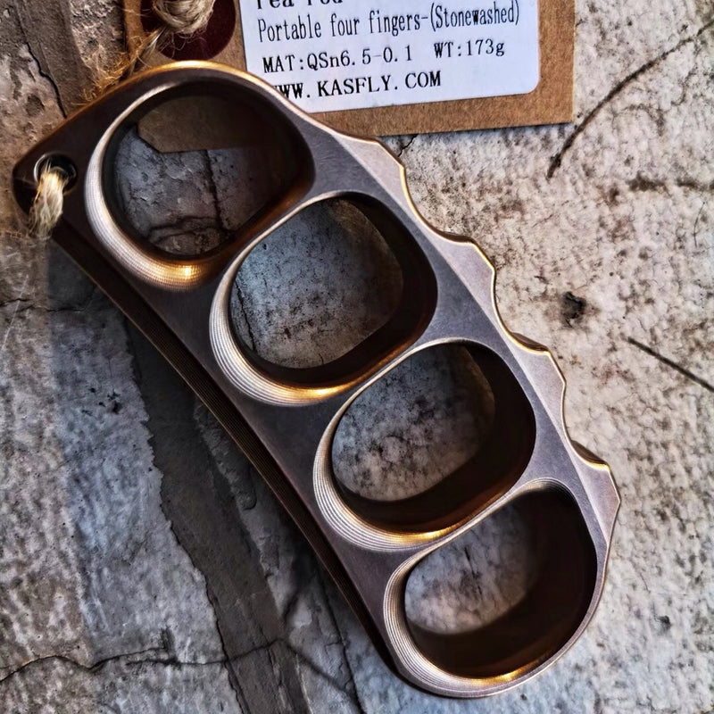 KASFLY Bronze Pea Pod Knuckle Multifunctional Self-Defense Tool Weight 173g