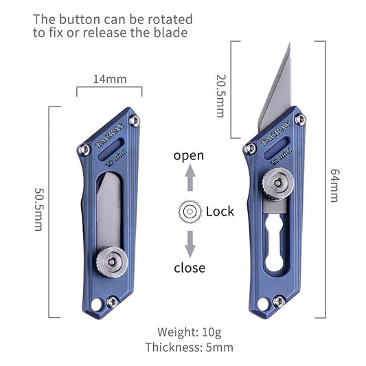 Utility Knife TACRAY Titanium Mini Knife Keychain Knife Paper Knife Blue