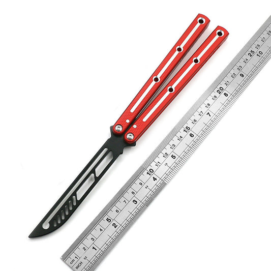 Aviation Aluminum Fancy Butterfly Practice Knife 440 Blade Red SF253