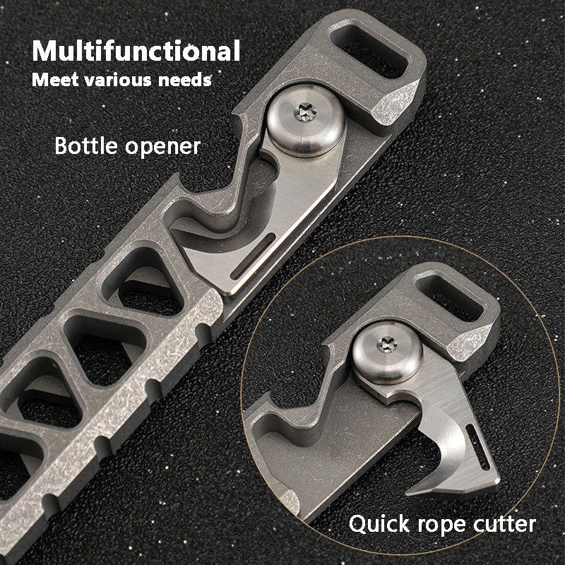 Multifunctional TC4 Titanium Alloy Crowbar Portable EDC Tool Outdoor Emergency Tool Bottle Opener Rope Cutter