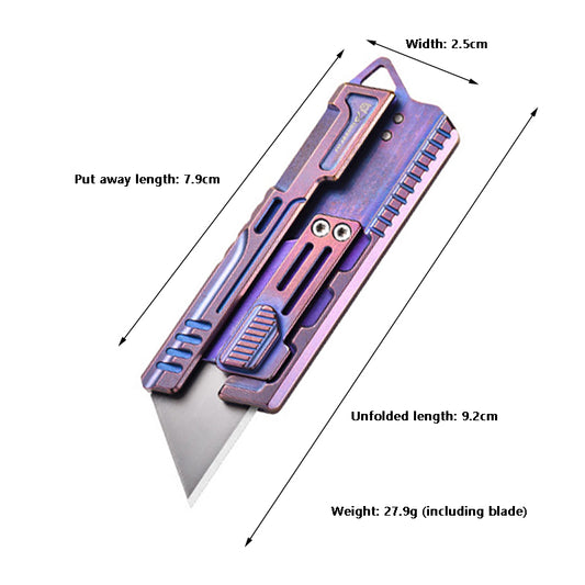 Titanium Alloy Multifunctional Utility Knife, Replaceable Blade, Unpacking & Rope Cutting (Blue-Purple)