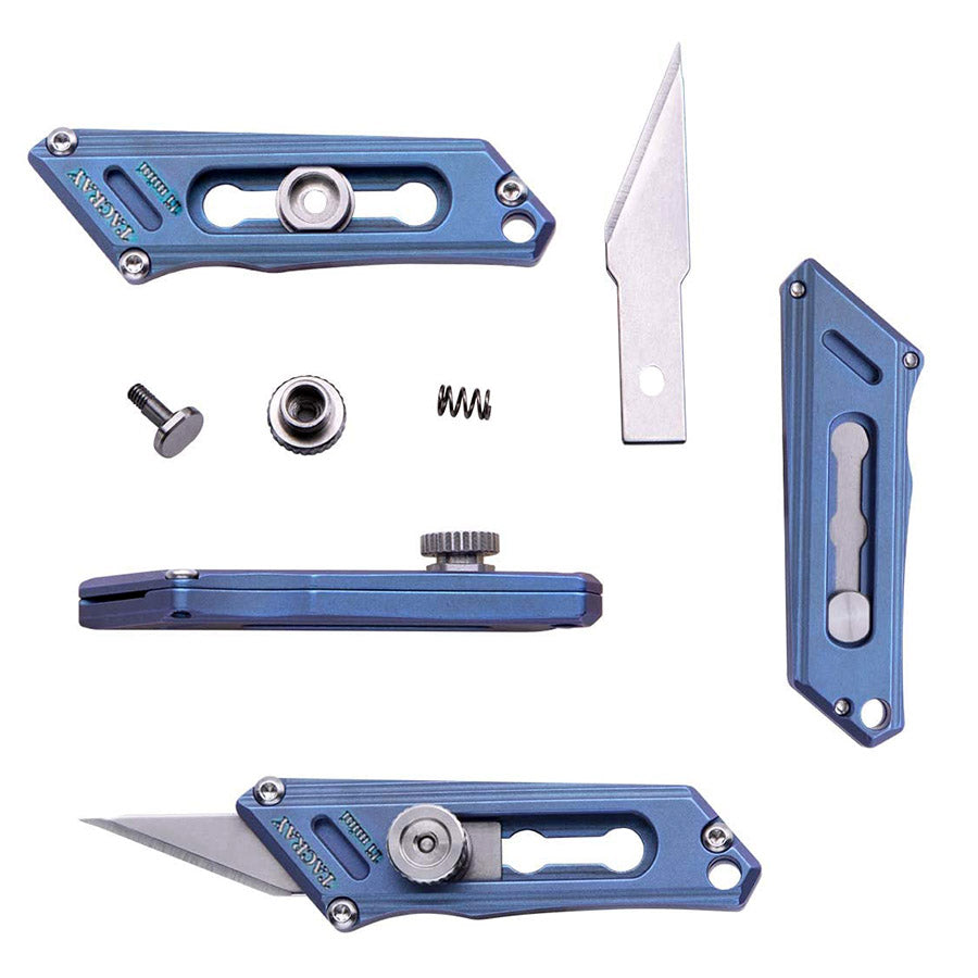 Utility Knife TACRAY Titanium Mini Knife Keychain Knife Paper Knife Blue