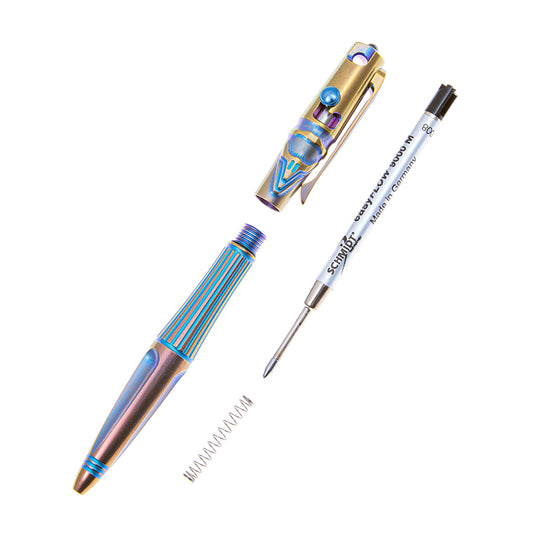 Rike knife Tactical Pen Bolt Action Pen Titanium Pen TP02 Blue Golden