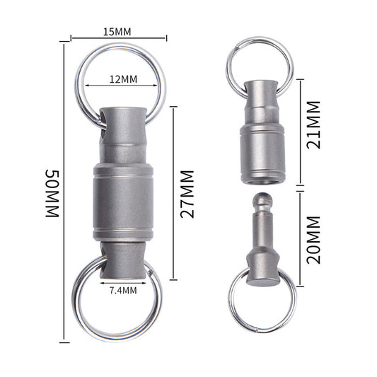 Titanium alloy two-way keychain, dual-use detachable, 360 ° rotation