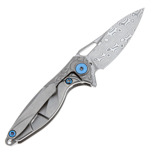 Rikeknife Hummingbird Damascus Steel Mini Titanium Alloy Knife (gray)