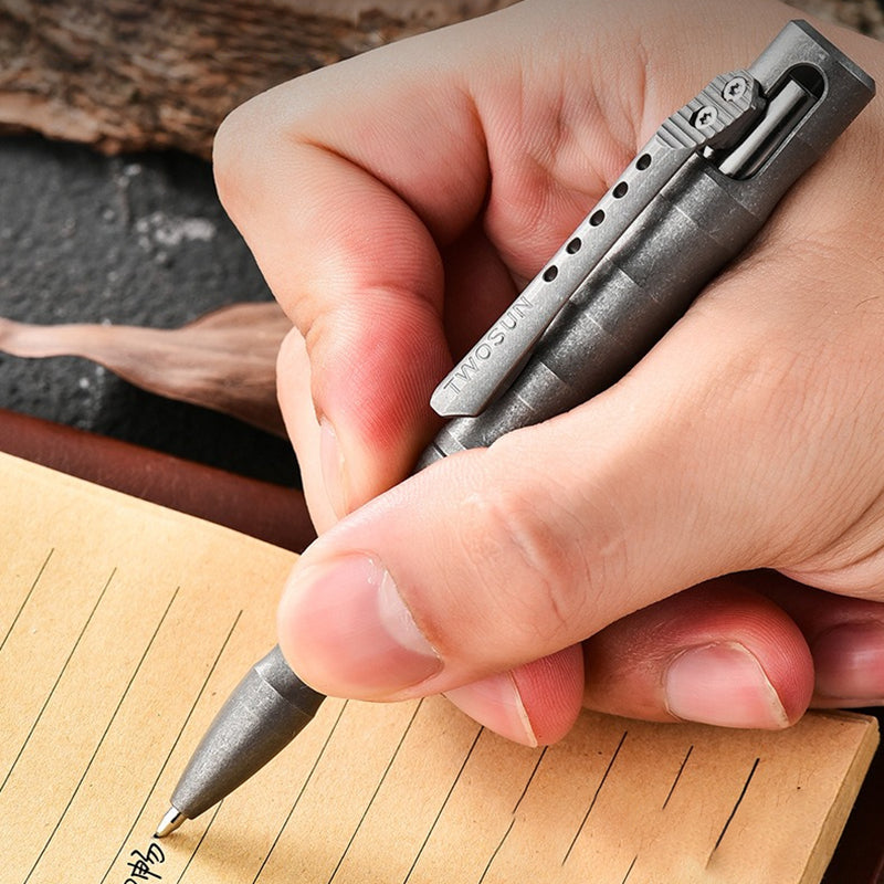 Titanium Alloy Tactical Pen, Stone Wash Finish, Pull Bolt Switch, Portable EDC Gear