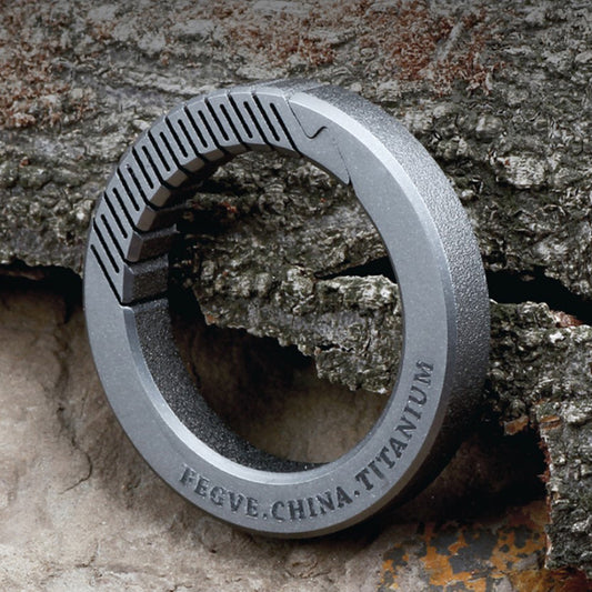 FEGVE Titanium Circle Carabiner Keychain Clip, Quick Release Keychain Large 35,8mm