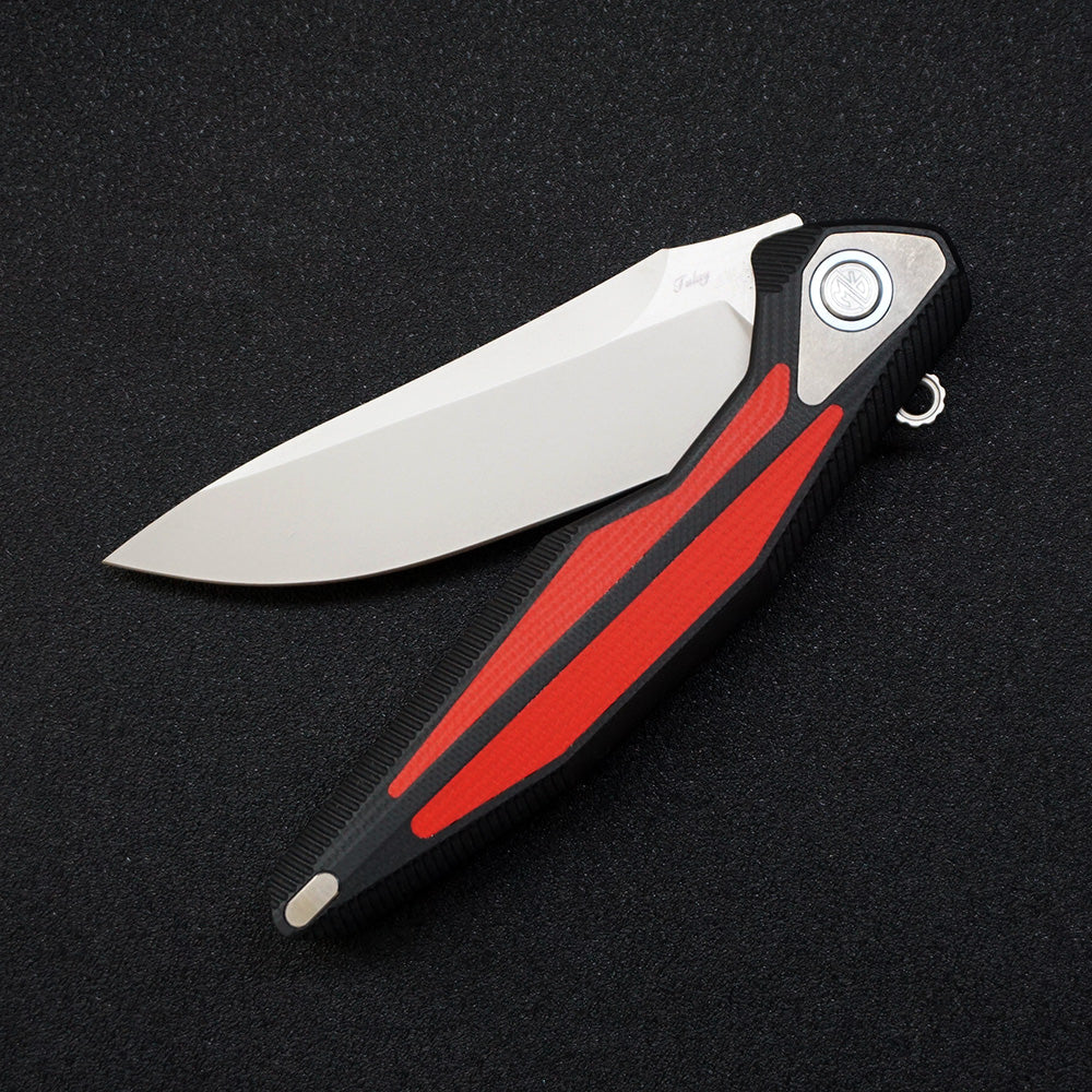 Rike Knife Folding Knife Tulay G10 Handle 154CM Blade Red & Black