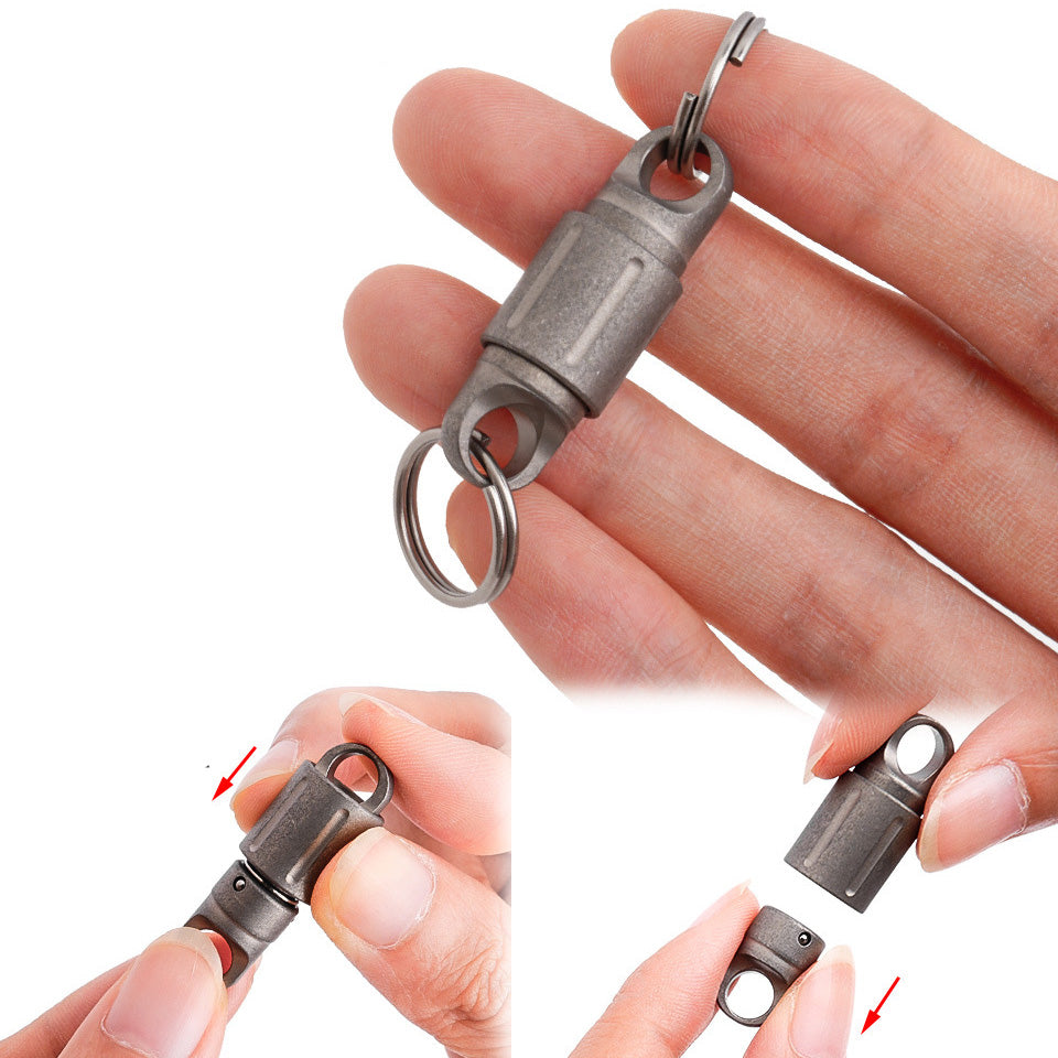 Titanium alloy magnetic keychain, 360° quick release two-way buckle, dark gray