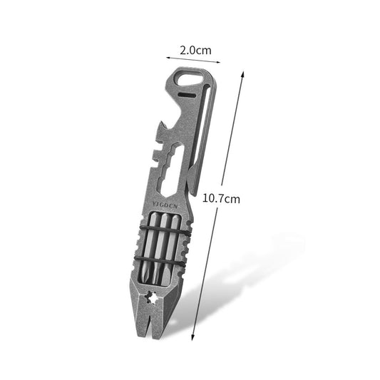 Multifunctional titanium alloy crowbar EDC portable tool with bottle opener, multi-specification screws, bicycle wheel adjustment