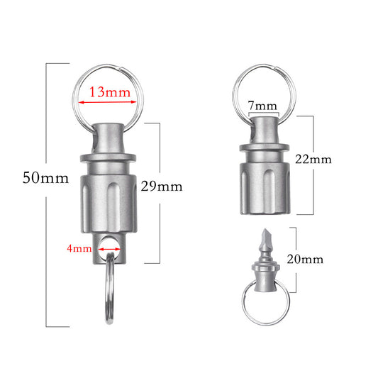 Titanium Quick Release Keychain, Retractable Key Chain Detachable Keychain Clip,360°Pull Apart Key Rings