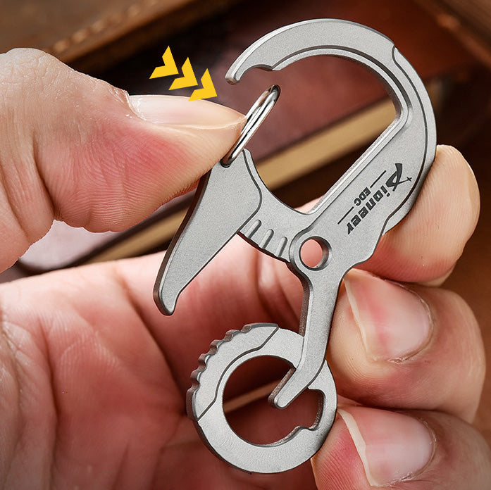 Titanium alloy multifunctional keychain, EDC pendant, with bottle opener
