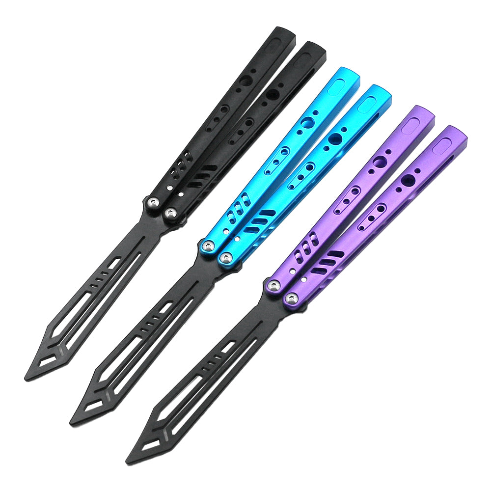 MANCOPE Aluminum 6061-T6 Handle 440C Blade Balisong Butterfly Trainer Purple SF2023