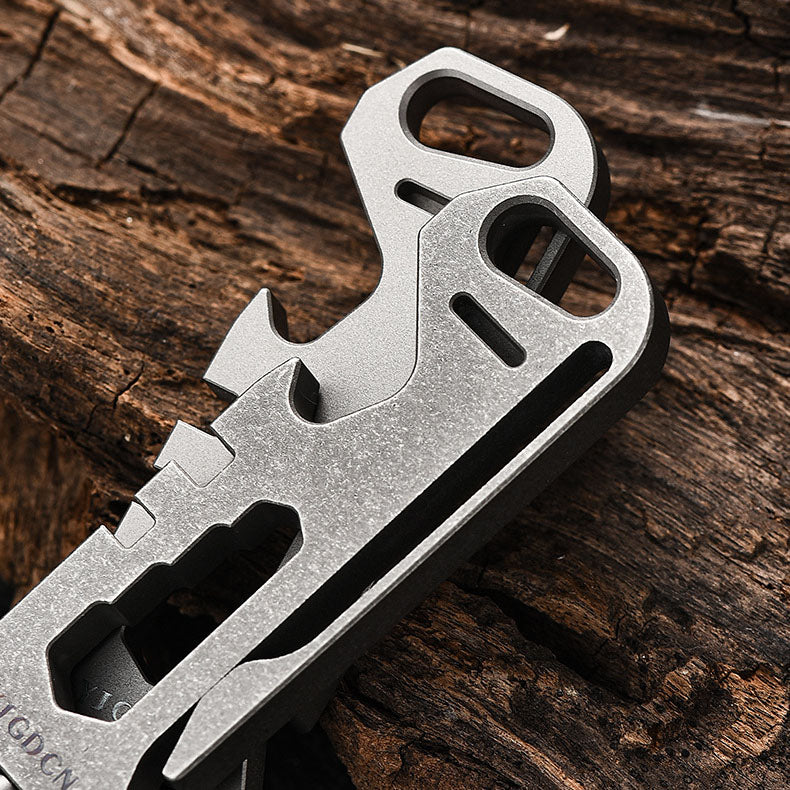 Multifunctional titanium alloy crowbar EDC portable tool with bottle opener, multi-specification screws, bicycle wheel adjustment