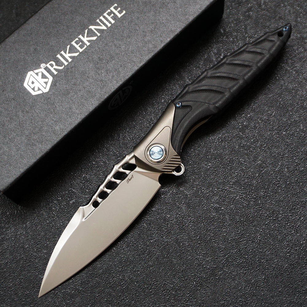 Rike Knife Folding knife Thor7 Pocket Knife Titanium/G-10 Black