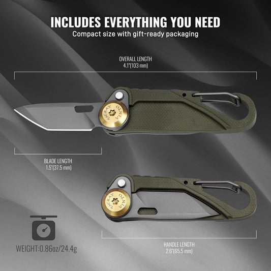 TACRAY Vinto Army Green Multifunctional Folding Knife EDC Hanging Buckle With Bottle Opener For Outdoor Camping