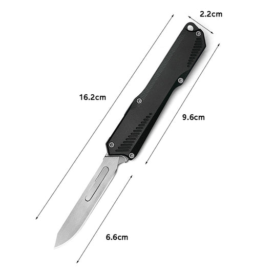 Black Handle Aluminum Utility Knife With 5 Replaceable Stainless Steel Blades