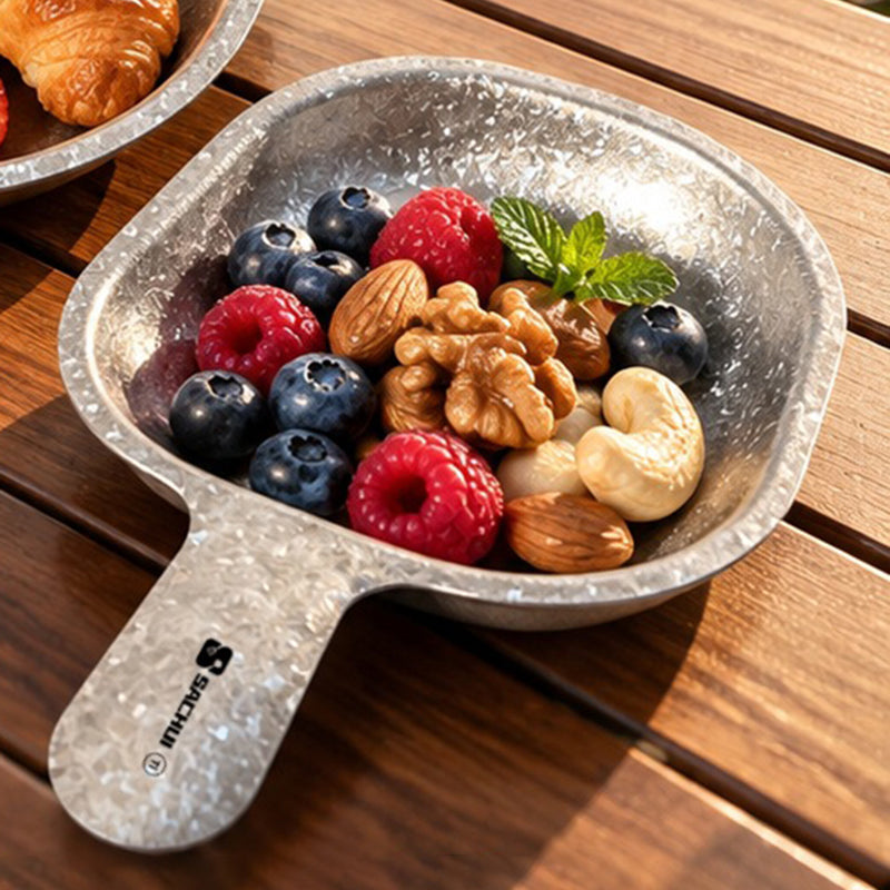 Pure Titanium Snack Tray, Small Tray With Handle, Fruit Tray, Nut Tray, Portable Outdoor Camping Tableware