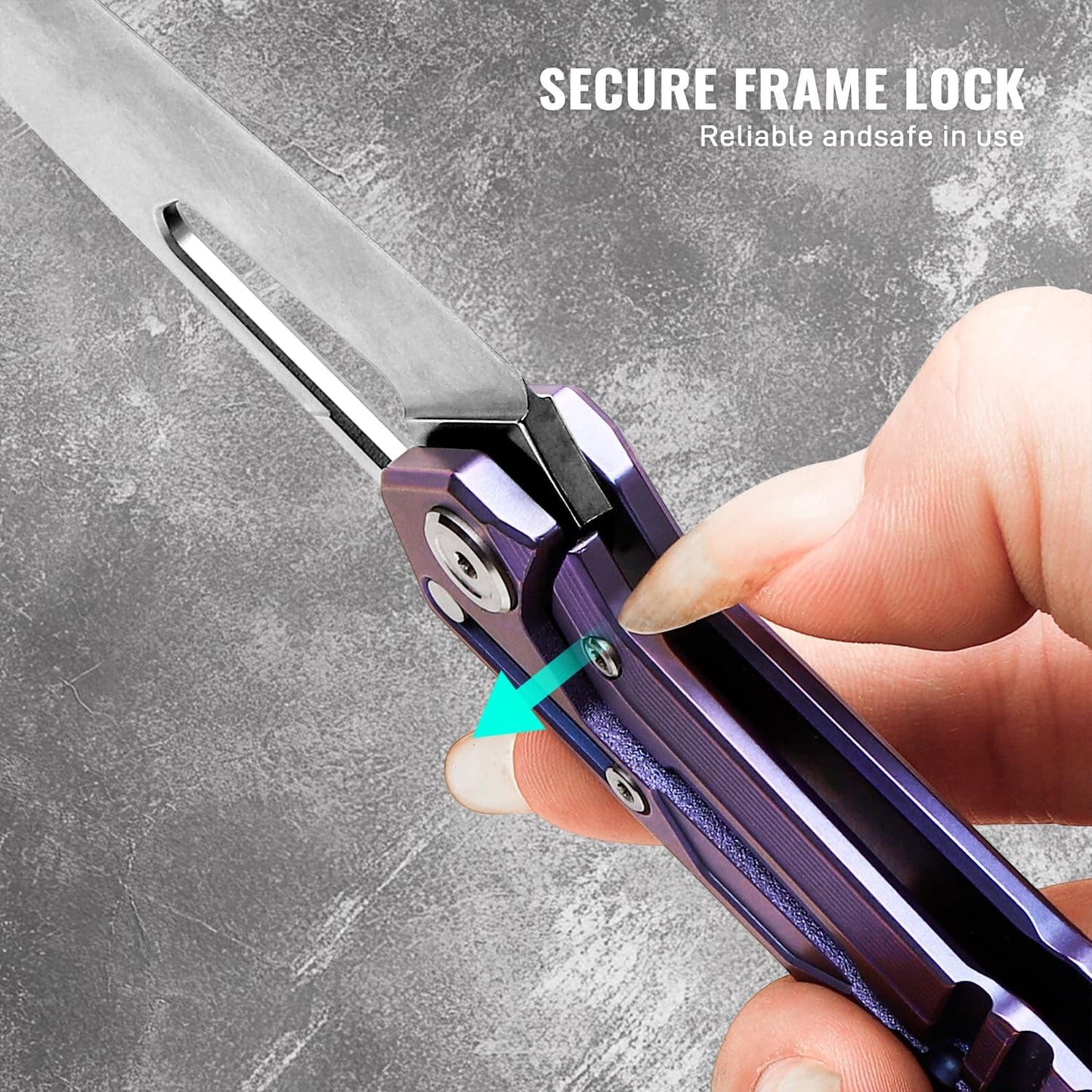 TACRAY 10Cr15MoV Blade Titanium Alloy Folding Knife - Portable EDC Outdoor Camping Tool (Purple)