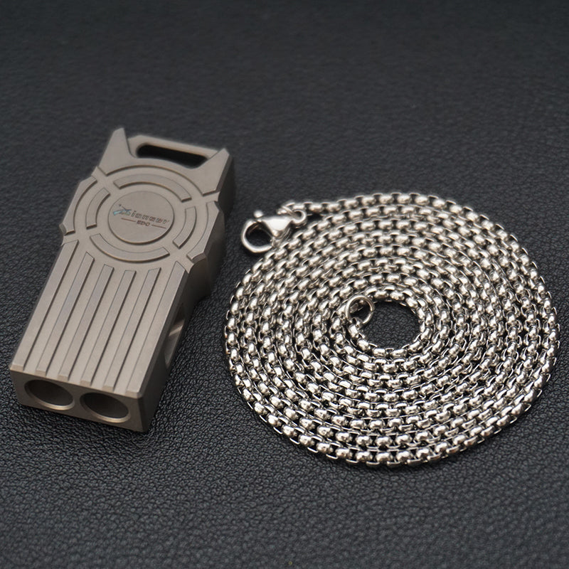 Necklace Style Titanium Alloy EDC Whistle, Portable Emergency Essential Tool