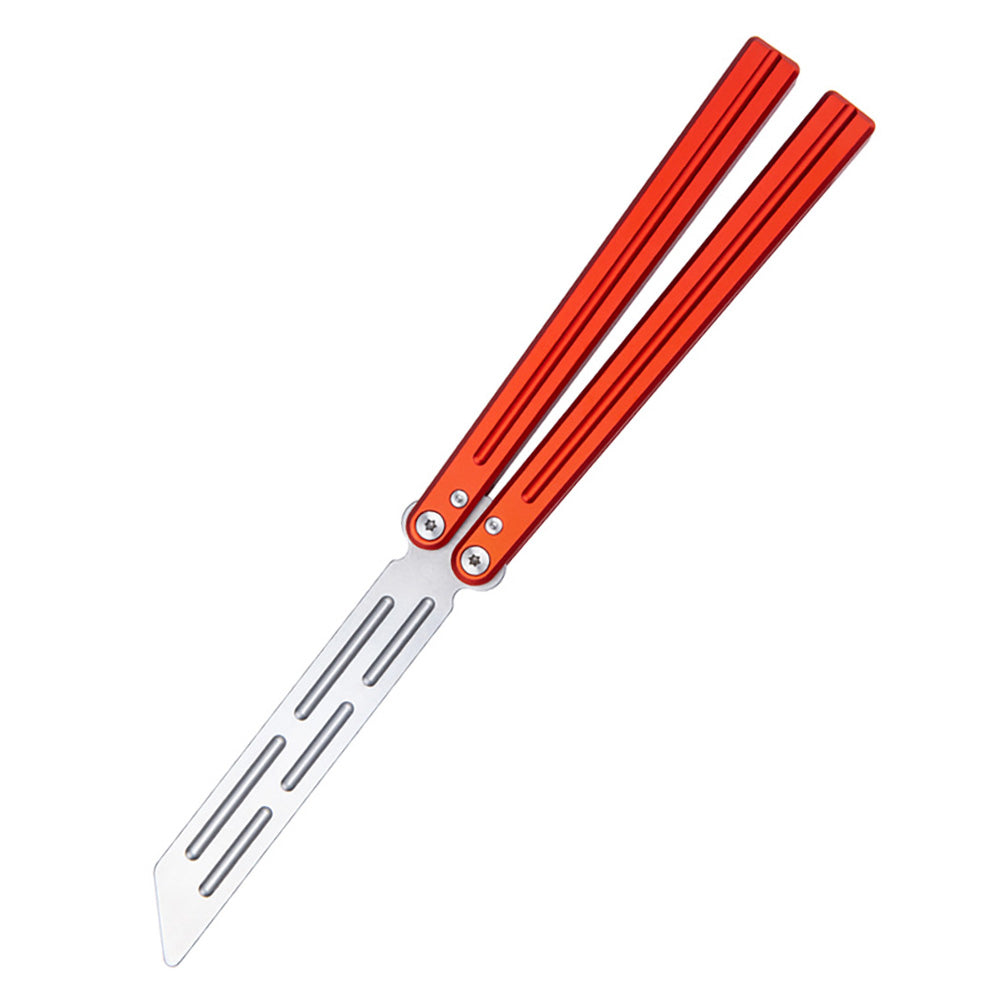 MANCOPE Aluminum Handle Stainless Steel Blade Balisong Butterfly Trainer Red HDD-01