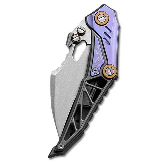 NOC KNIVES MT-18 Folding Knife M390 Steel Blade Titanium Handle EDC Pocket Knife(Purple)