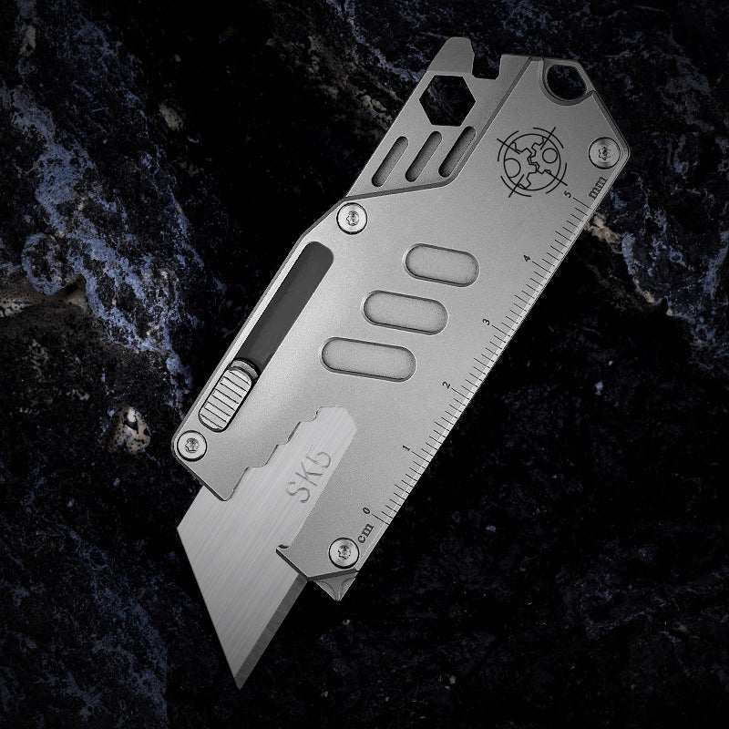 Flying Fish Titanium Alloy Handle Utility Knife, Multifunctional EDC Tool, With 10 SK5 Alloy Blades