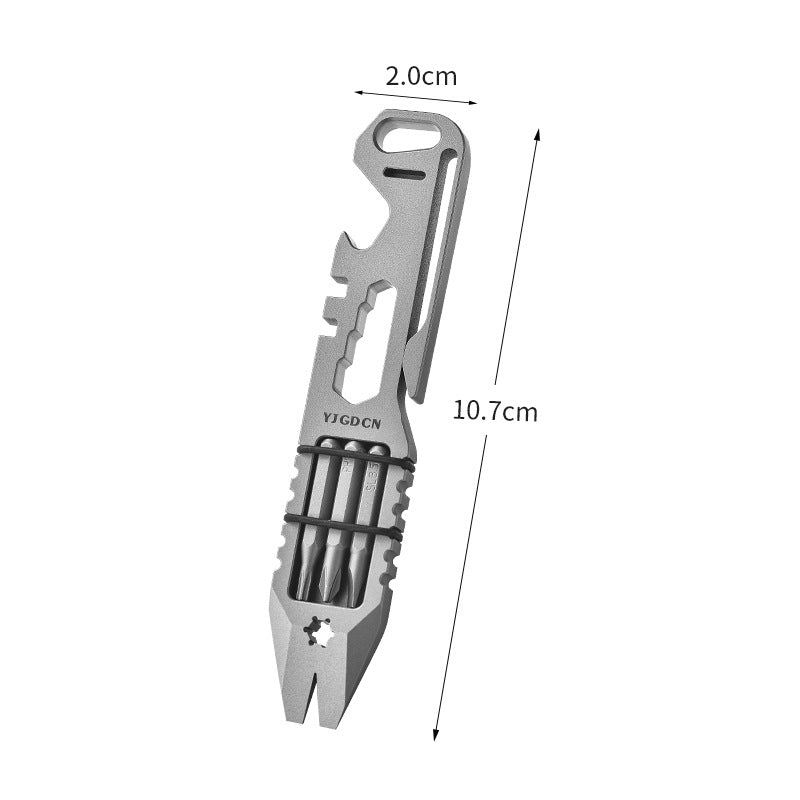 Multifunctional titanium alloy crowbar EDC portable tool with bottle opener, multi-specification screws, bicycle wheel adjustment