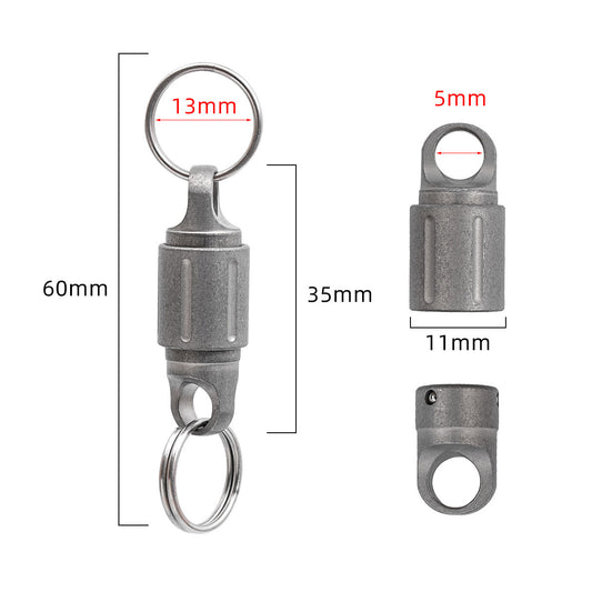 Titanium alloy magnetic keychain, 360° quick release two-way buckle, dark gray