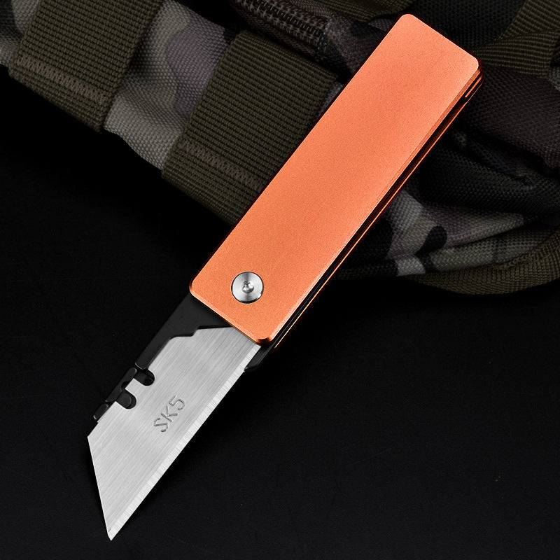Utility Knife With Aluminum Alloy Handle, Multifunctional EDC Tool, With 5 SK5 Alloy Blades