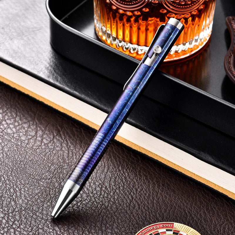 Titanium Alloy Ballpoint Pen: High-End Business Metal Writing Pen Suitable for EDC/Gift Gel Pen